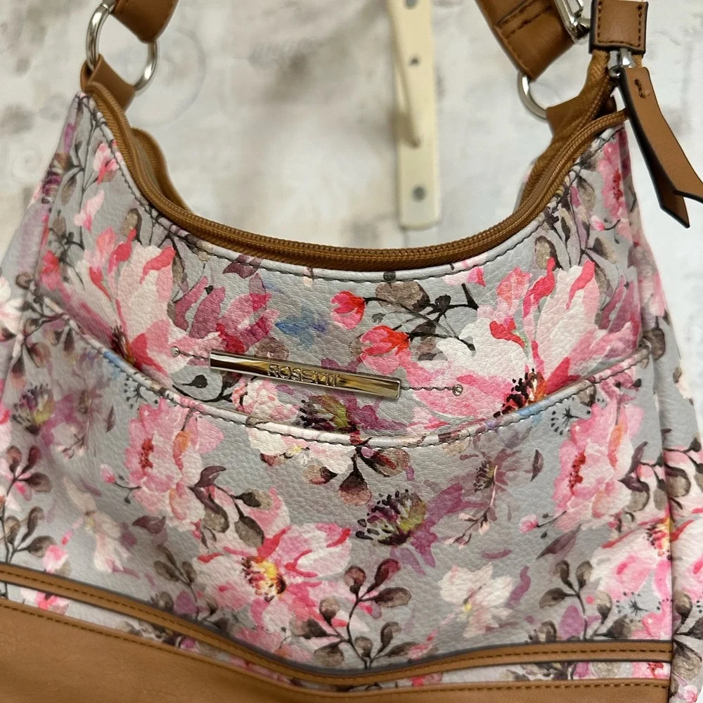 Rosetti Pink and Brown Floral Hobo Bag - Picture 2 of 7